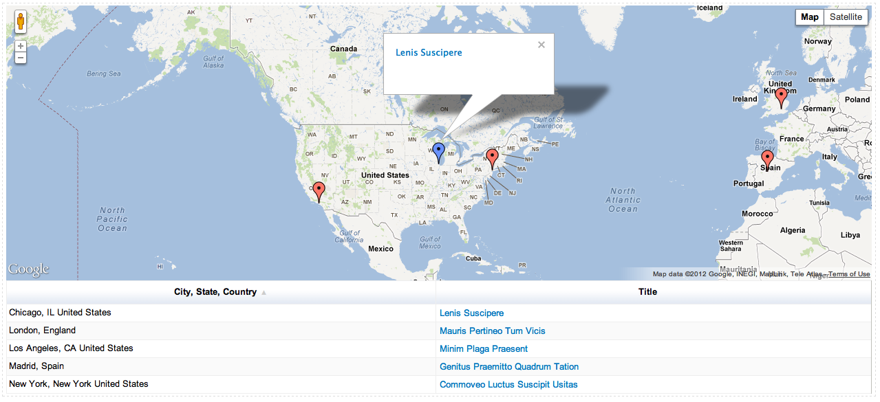 Combined addresses map